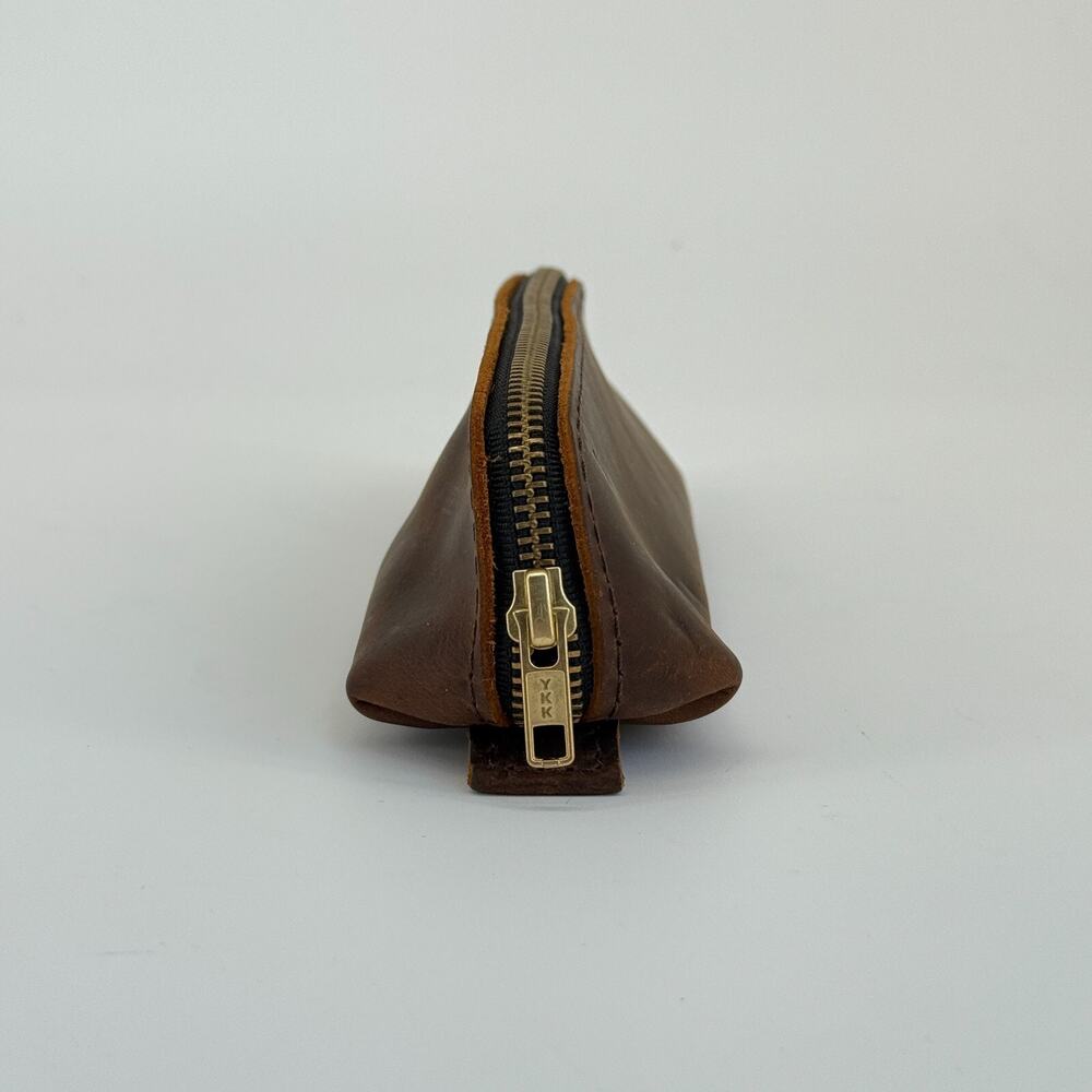 Portland‎ Leather Goods Brown The Sidekick Pouch Small Leather Zipper Bag SLG - Picture 3 of 9